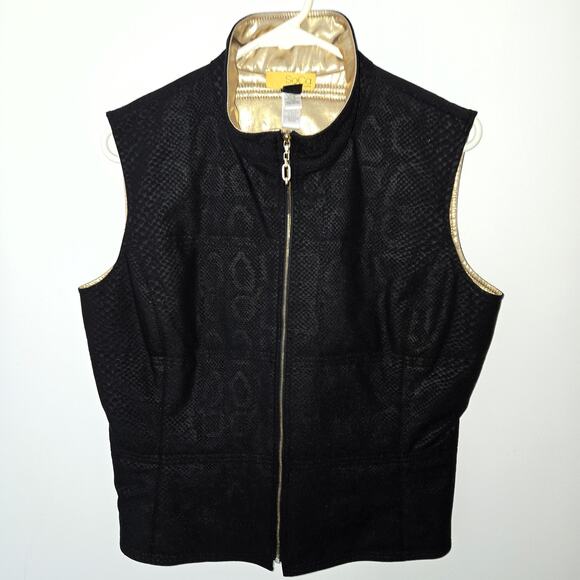 St.John Soca Short Vest Black/Gold Women Medium - Picture 1 of 9